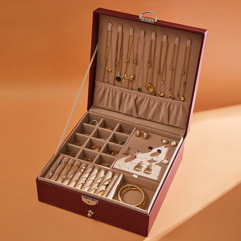

Большой органайзер для ювелирных изделий, женские серьги, подвесные коробки с замком, дорожный футляр для хранения ювелирных изделий, портативные чехлы для браслетов с кольцами