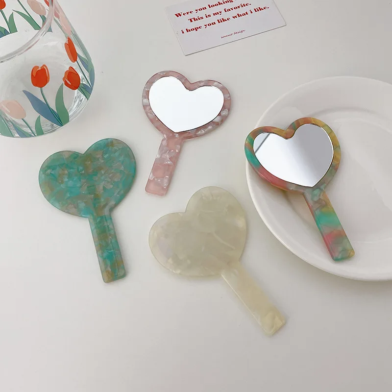 Ins الساخن مرآة الديكور خمر صغيرة يشكلون القلب مرآة السلحفاة خلات الحياة اليومية حقيبة اليد مرآة لوضع المكياج للفتيات #1