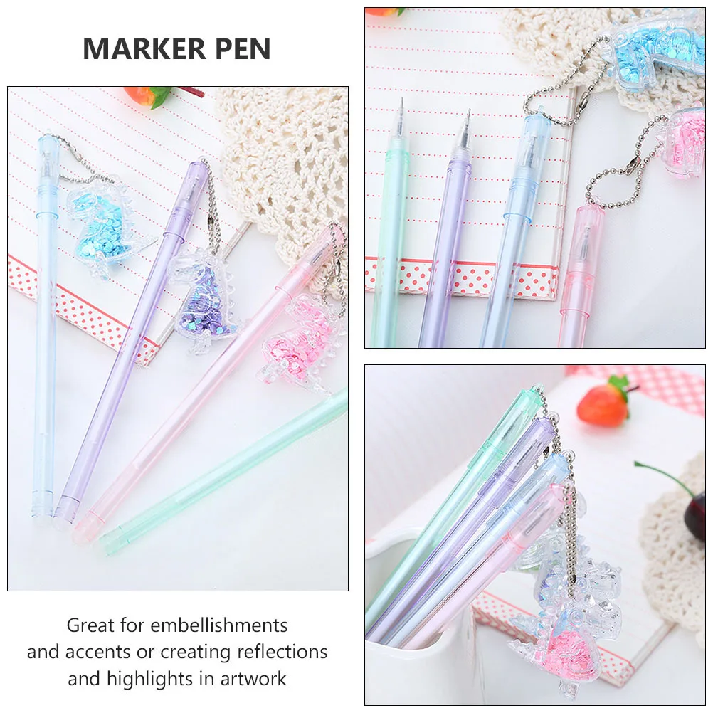 20Pcs Dinosaur Pendant Gel Pens Creative Writing Pens Smooth Ink Plastic Gel Pen Set for School Office Students Signature Notes