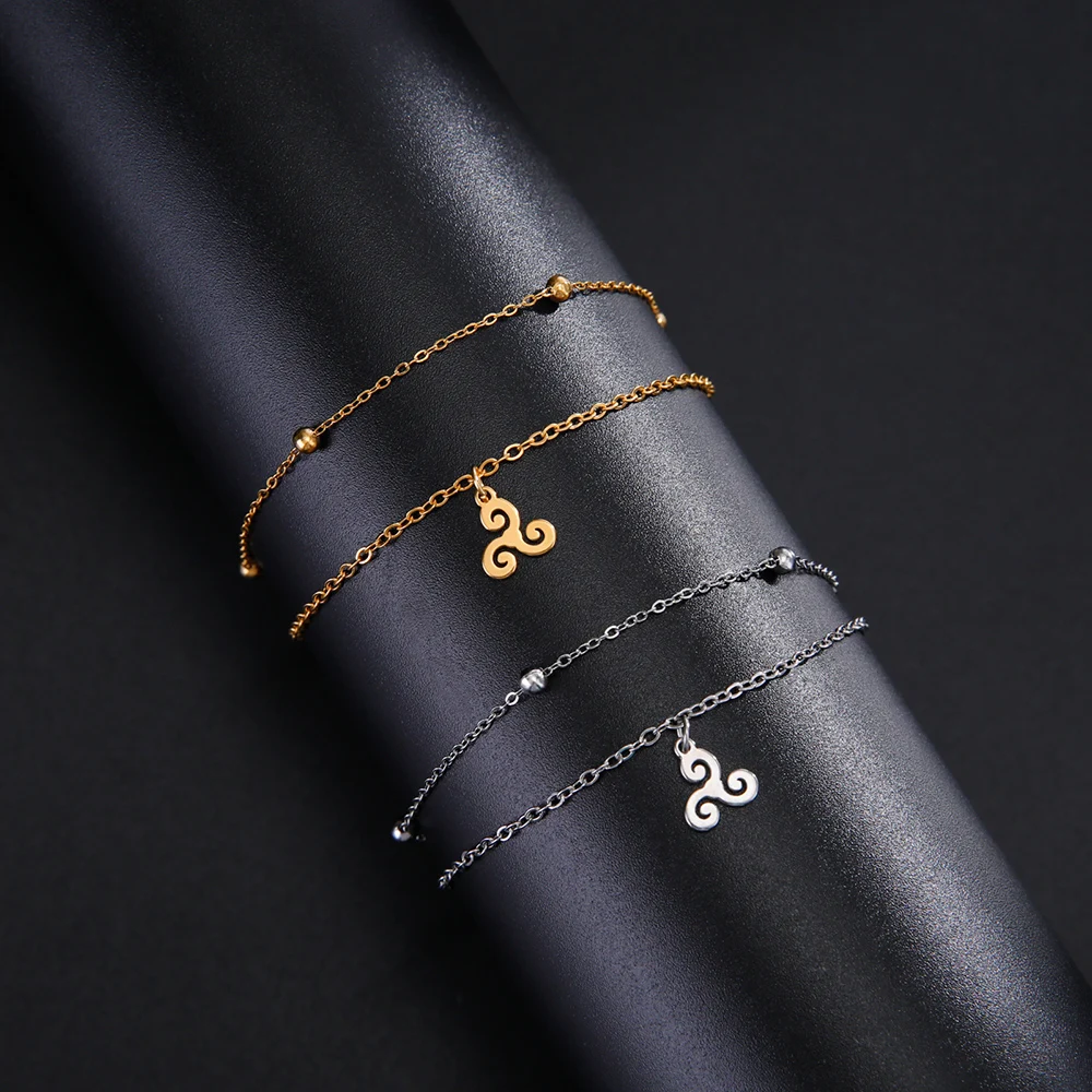 Dawapara Triskele Triple Spiral Charm Bracelet Triskelion Symbol Celtics Amulet Stainless Steel Women Jewelry