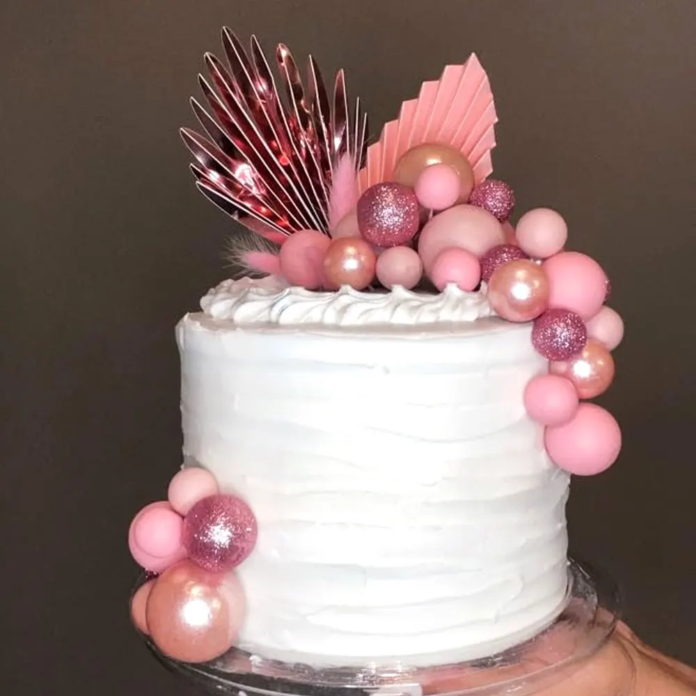 32 Stück Spiegel-Discokugeln Kuchendekoration Lila Palmblätter Discokugeln Kuchenaufsätze für Geburtstag Hochzeit Party Cupcake Deko – Detail 8