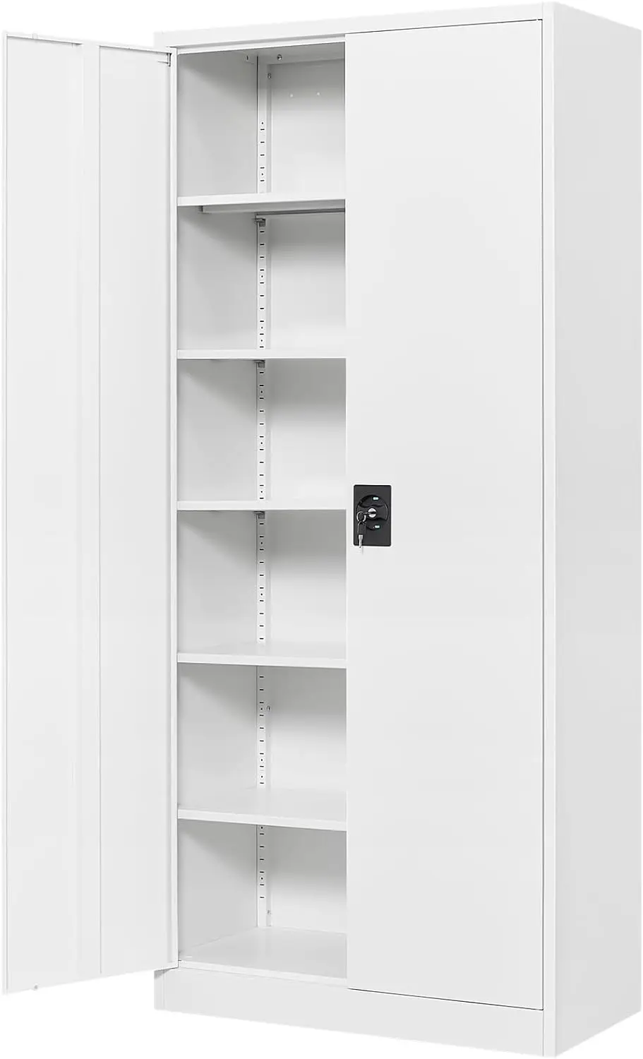 White Storage Cabinet With Locking Doors, 72