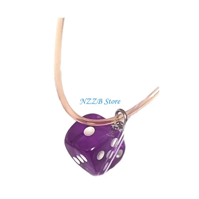 

T21F Resin Dices Pendant Necklace Sweet Cool Clavicle Chain Charm Necklace Jewelry