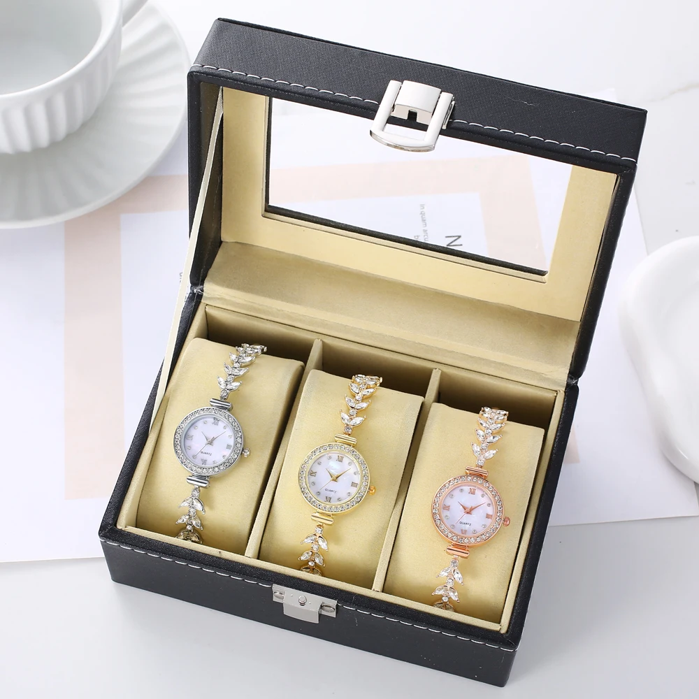 

New Women's Quartz Watch Water Diamond Women's Watch Small Dial Slim Bracelet Adjustable Jewelry Quartz Watch 3pcs/1pcs