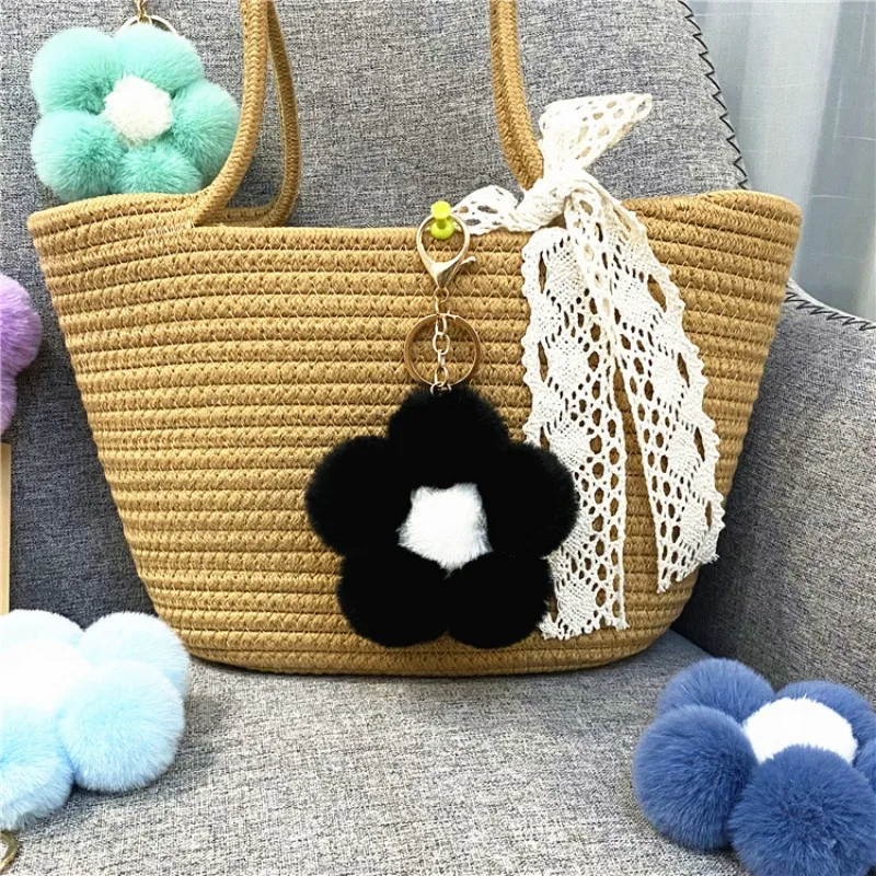 LLavero de peluche de flores para mujer y niña, accesorio colgante de 16cm para bolso de coche, decoración de habitación, regalo creativo