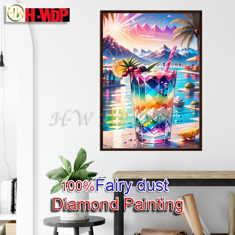 

Full AB Diamond Painting Kit Fruit Cup Full Square Diamond Embroidery Gem Cross Stitch Fairy Dust Diamond Art Crystal Home Decor