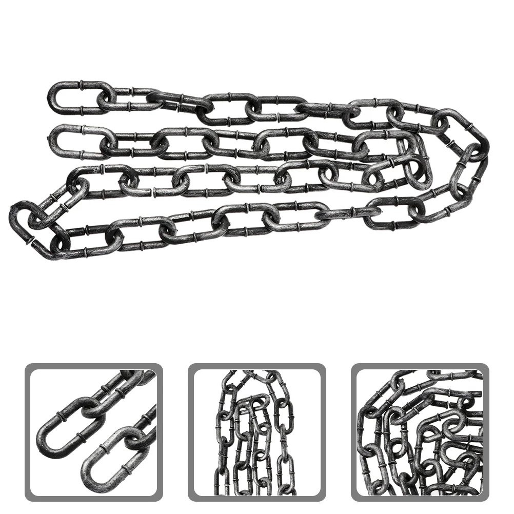 2pcs Realistic Fake Prison Chains Plastic Costume Props Scary Decor For Cosplay Stage Performance Haunted House Party Fake Rusty
