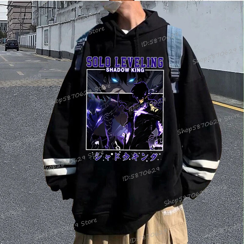 Solo Leveling Fashion Streetwear Hoodie Oversized Unisex Anime Vintage Pullovers Sung Jin Woo Shadow Monarch Cool Hooded Shirt