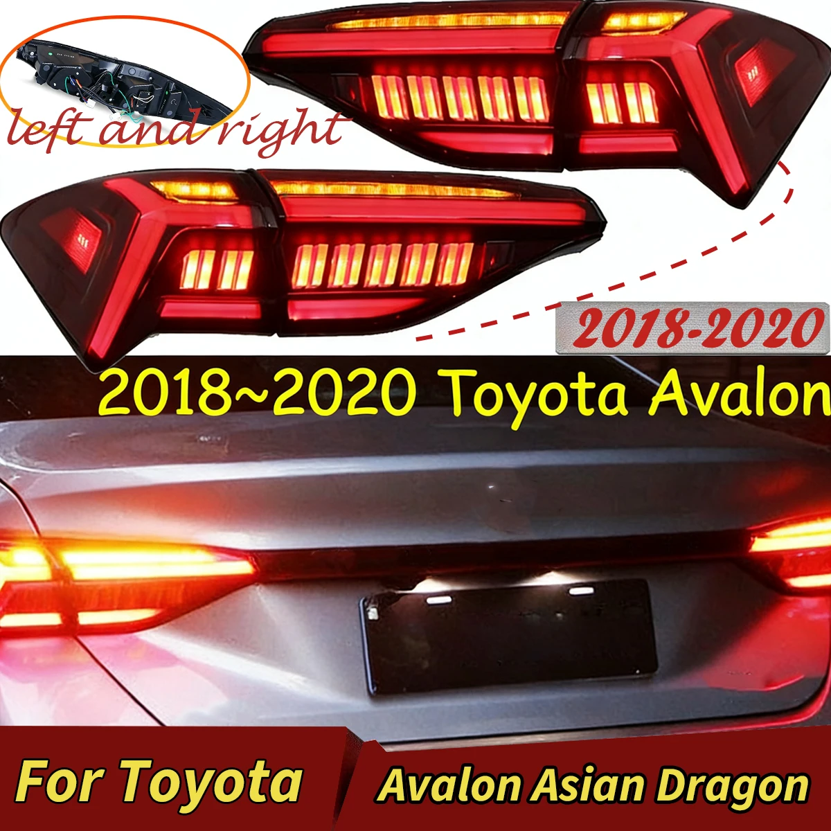 

Taillights for Toyota Avalon 2018-2020 Asian Dragon LED Taillight Modified Rear Bumper Light Dynamic DRL Brake Lamp Turn Signal
