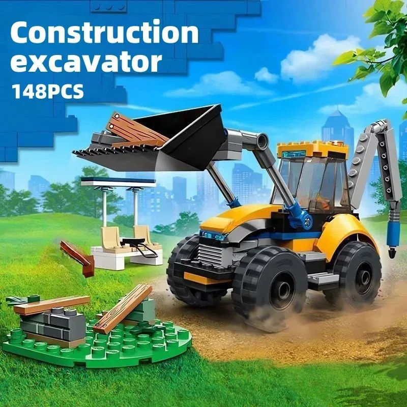 مناسبة لسلسلة المدينة، الهندسة الحضرية، الحفارة، مكعبات البناء، لعبة للأولاد والأطفال، تجميع عيد الميلاد جي #3