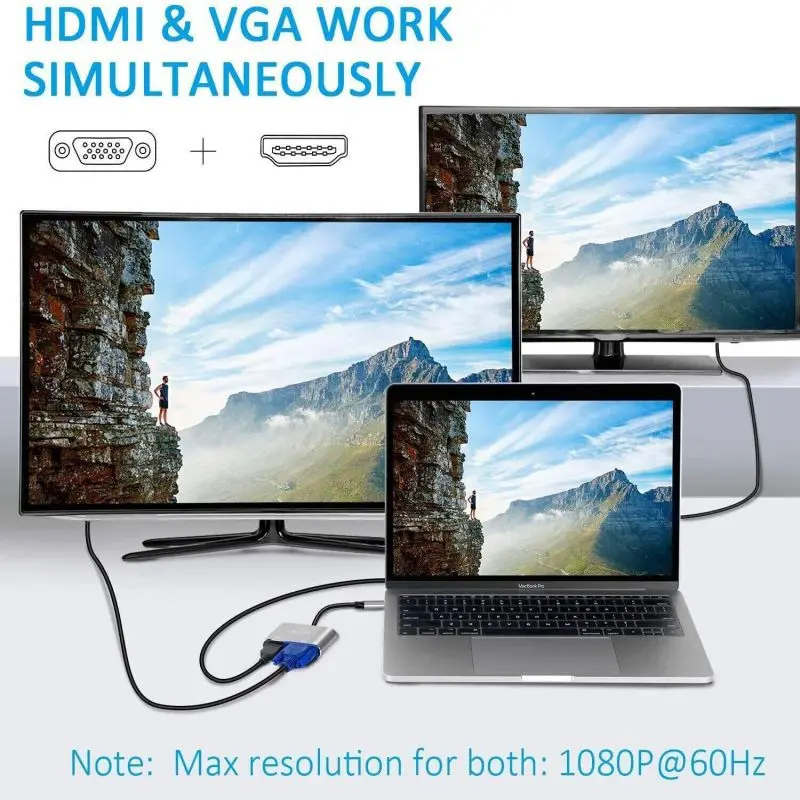 4K USB C Type C To HDMI-compatible VGA Adapter Audio Video Converter For Samsung Galaxy S10/S9/S8 Huawei Mate 20/P30 Pro