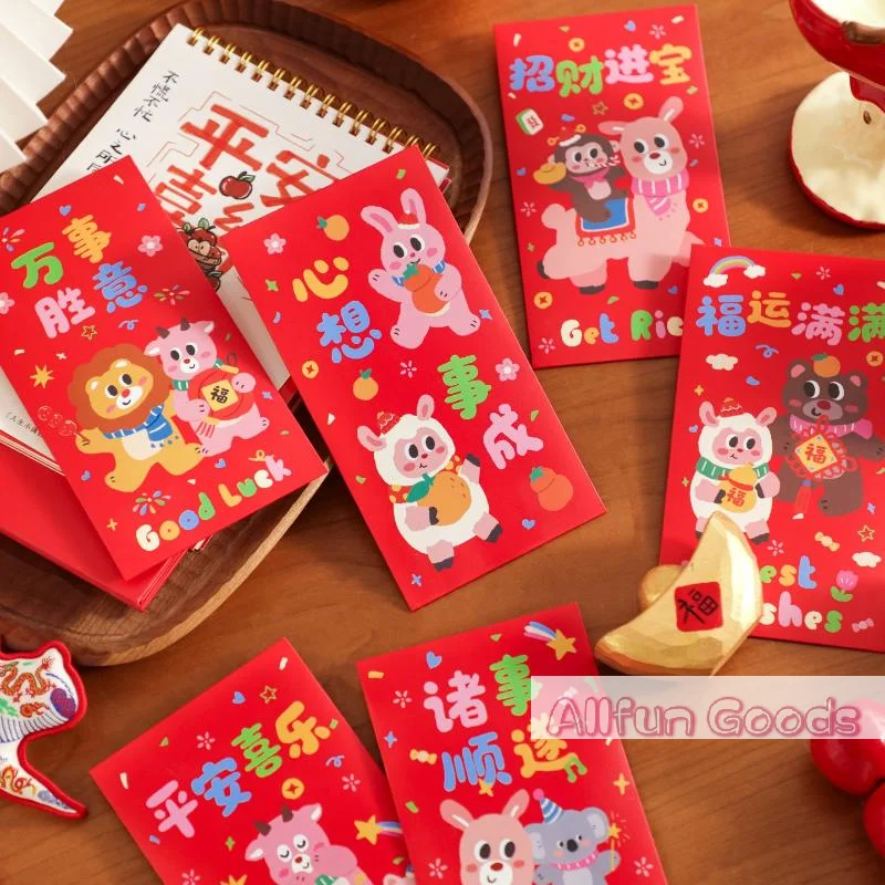 [TG835]6Pcs New Year Red Envelope 2027 Sheep Year Hongbao Chinese Traditional Lucky Pocket Spring Festival New Year Decors