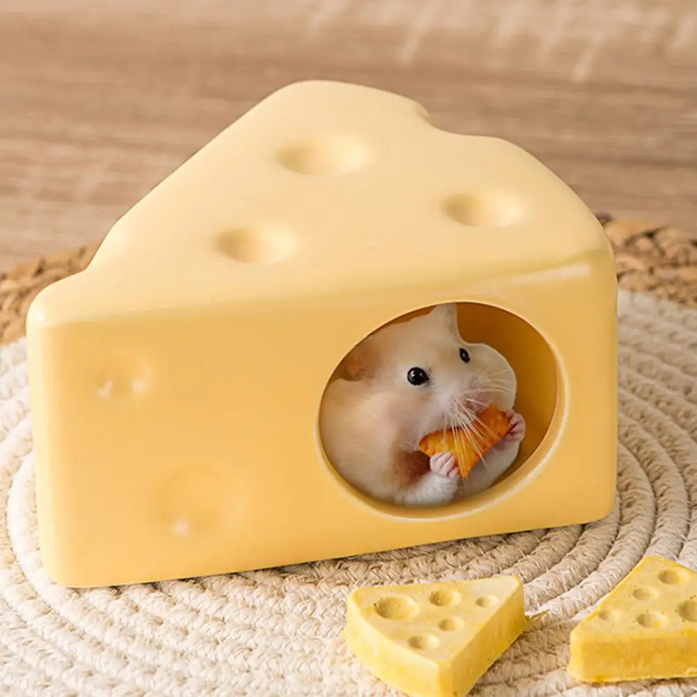 Ceramic Hamster Nest Hamster Cheese Igloo Summer Cool Triangle Cheese House Creative Little Pet Hiding Home Pet Supplies