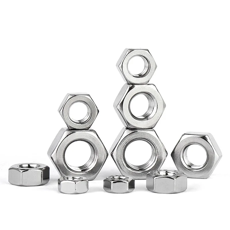 Metric Hex Nuts 304 Stainless Steel M1 M1.2 M1.4 M1.5 M2 M2.5 M3 M4 M5 M6 M8 M10 M12 M14 M16‑M64 Assorted Fastener Nuts 1‑100Pcs