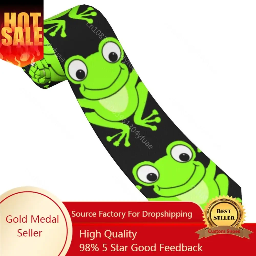 Cute Frog Men Women Necktie Silk Polyester 8 cm Classic Neck Tie for Mens Daily Wear Wedding Accessories Office