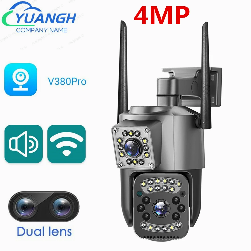 

4MP Dual Lens WiFi IP Camera Color Night Vision Human Detect PTZ Outdoor Video Camara Wireless V380 Pro CCTV Security Protection