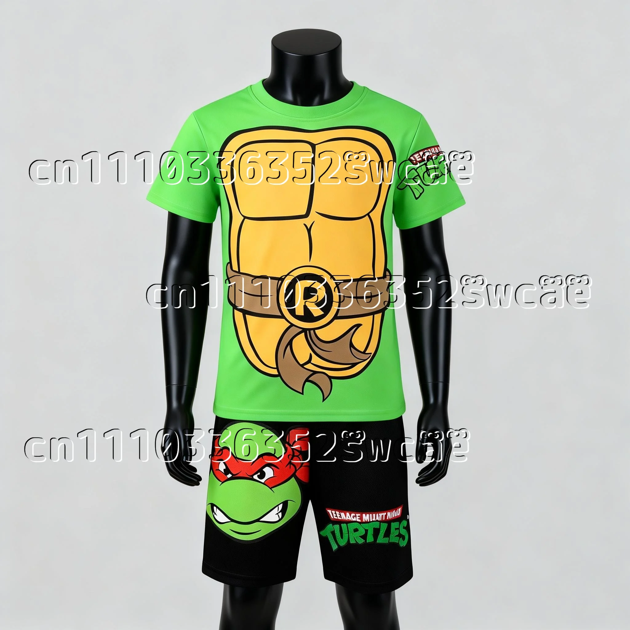 Pijamas de Verano con Temática de las Tortugas Ninja de Bandai Animation 2026, Conjunto de Manga Corta, Ideal para Combinar en Familias Adultas