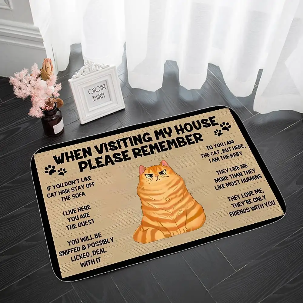 Cute Cat Welcome Home Floor Mat Entrance Doormat Bath Mats Non-slip Mat Carpets Carpet Entrance Of House Custom Kitchen Foot Mat #2