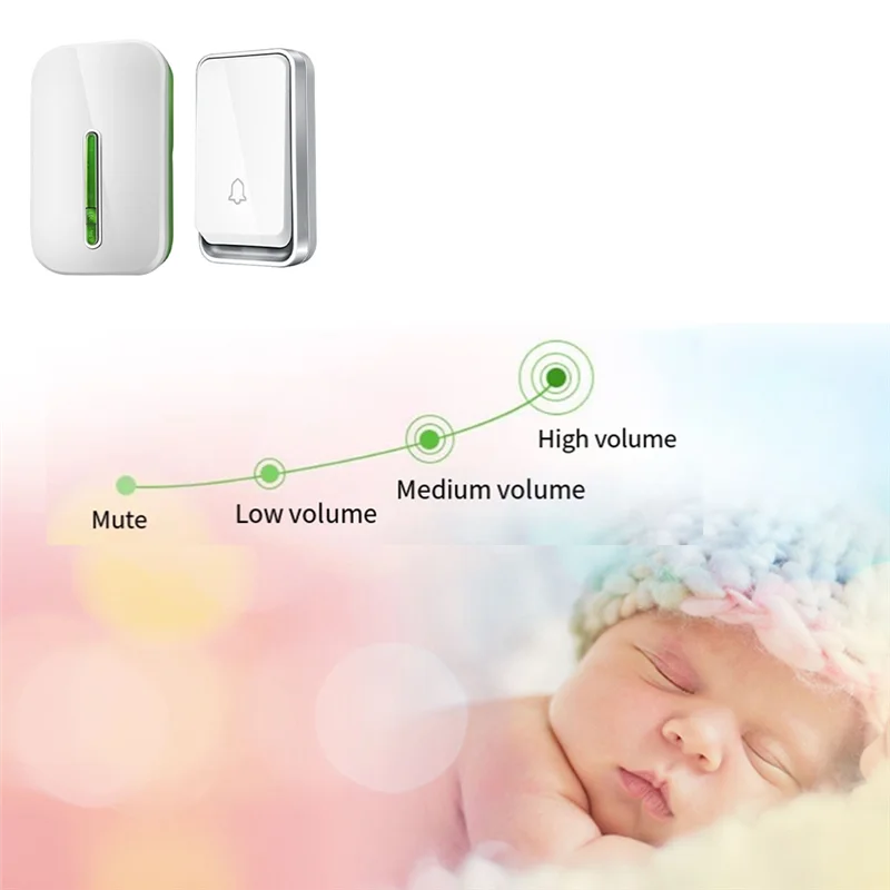 JABS-防水ワイヤレスドアベルスマートリングベルホームセルフパワー電池不要コードレスEUプラグ