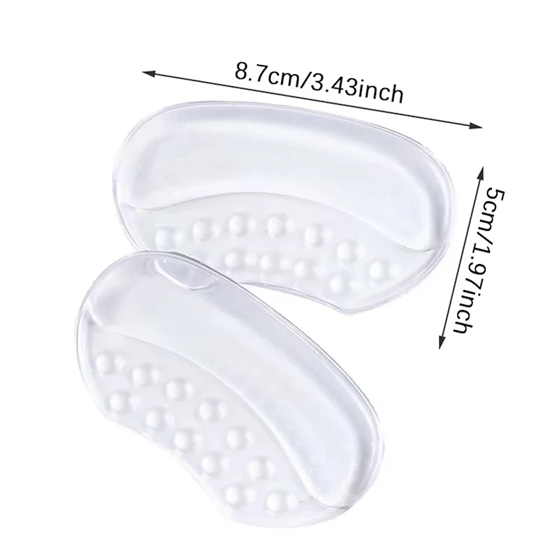 2 pieces of transparent thick gel heel pads, self-adhesive and non-slip, prevent rubbing and blisters, improve slipping heels, e