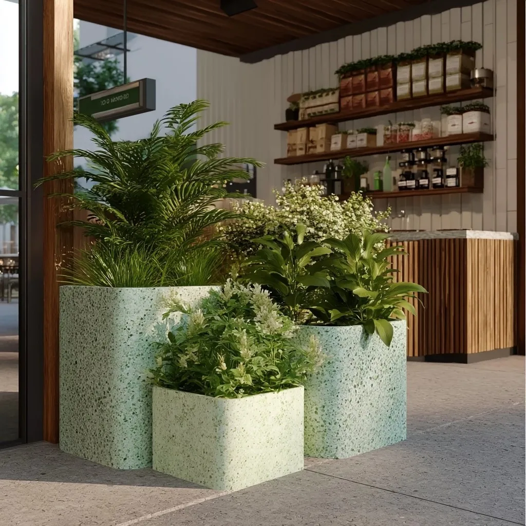 Outdoor stainless steel flower box Finished product Combination courtyard Garden Terrace Pendulum fence partition Flower bed Out