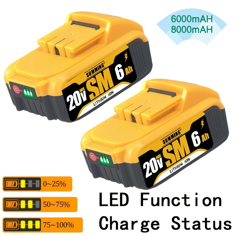 

DCB612 18V/20V 6.0Ah & 12.0Ah Lithium-Ion Power Tool Battery - Compatible with Dewalt DCB609, DCB612, DCB606-2, DCB609-2