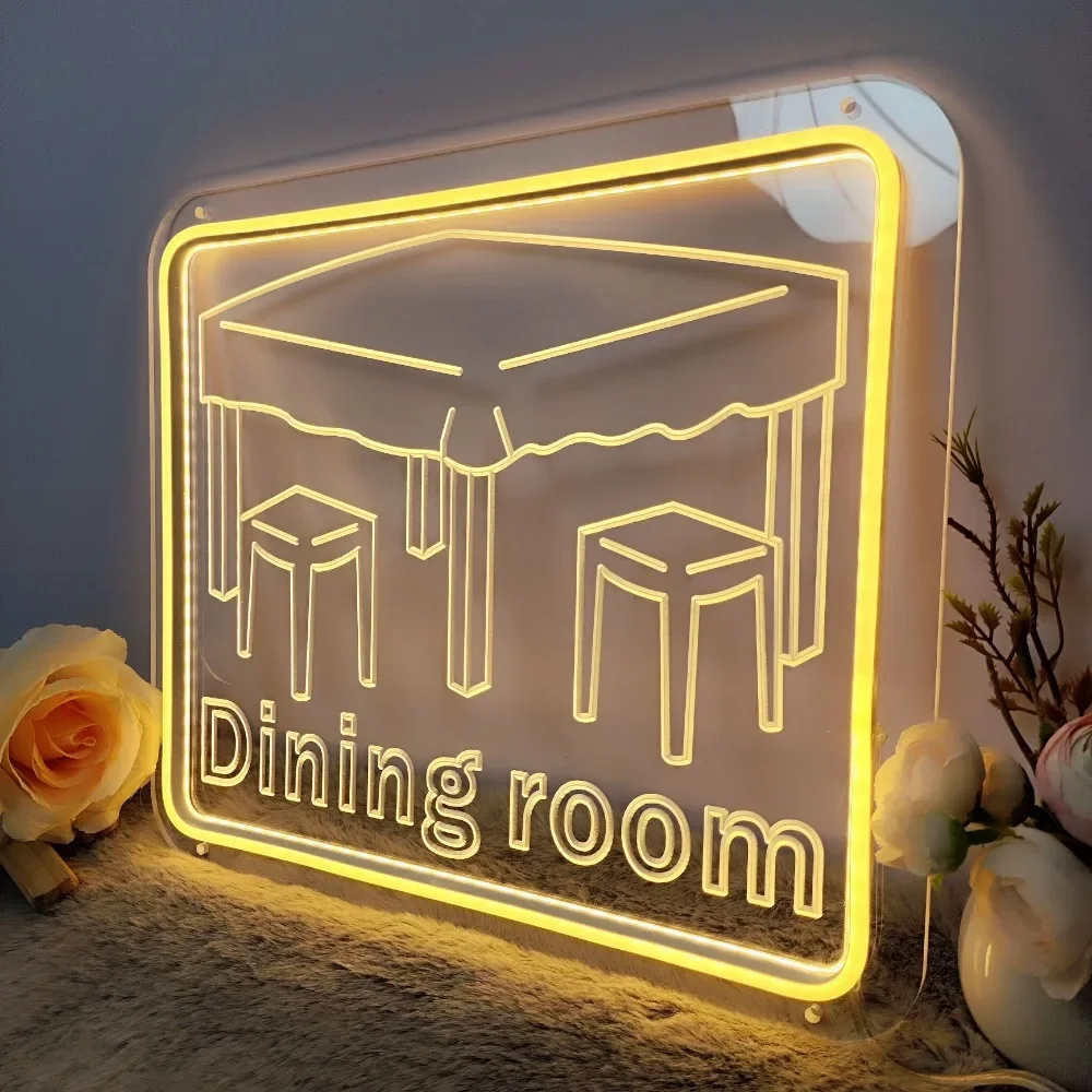 3D Carve Neon Sign Personalised LED Neon Lights Dining room Sign Wall Decoration for Home Decors 12 Colors with Dimmer Switch