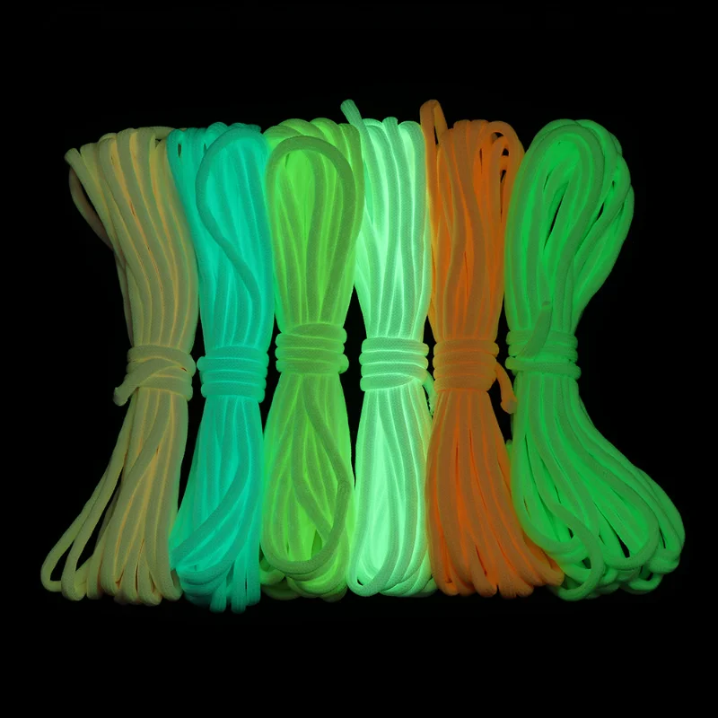 Reflective Cord 550 Paracord Parachute Cord Lanyard Tent Rope Luminous Guyline 9 Strand 10M for Hiking Camping