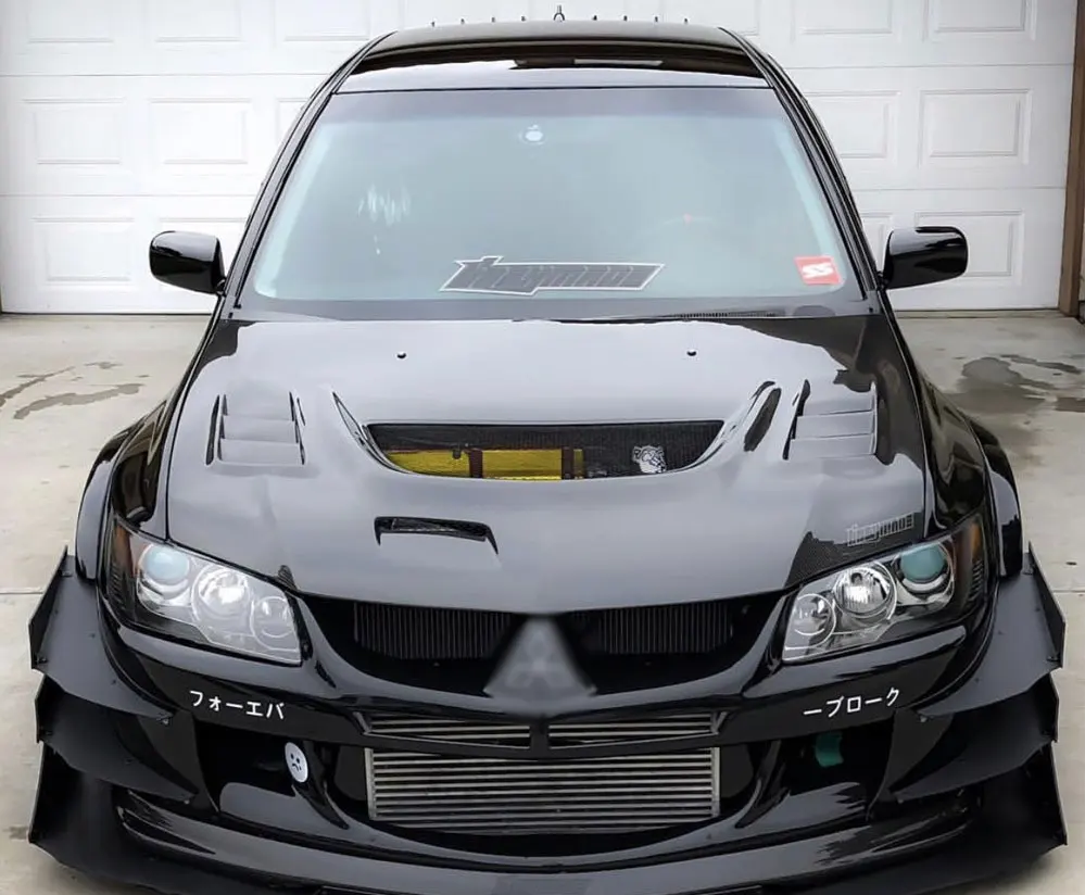 For Mitsubishi EVO 7 8 9 New Carbon Fiber Body Kit Including Front Engine Hood Bonnet Vents Screws - view 6