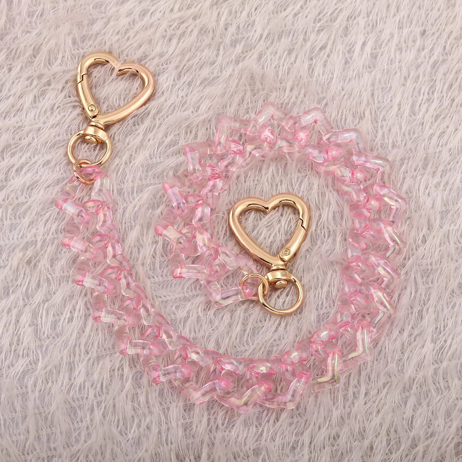 Acrylic Pink Heart Purse Chain - Bag Chains for Handbags Strap Keychian,12.4 Inch Women'S Designer Extender Chains Jewelry