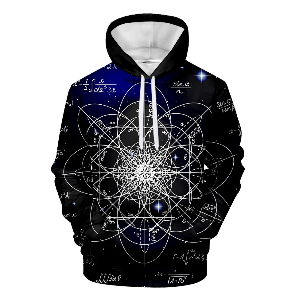 Camisola de rua com capuz alto para homens e mulheres, moda 3D Hoodie, fórmula matemática, matemática, logística, química, matemática, novo, outono