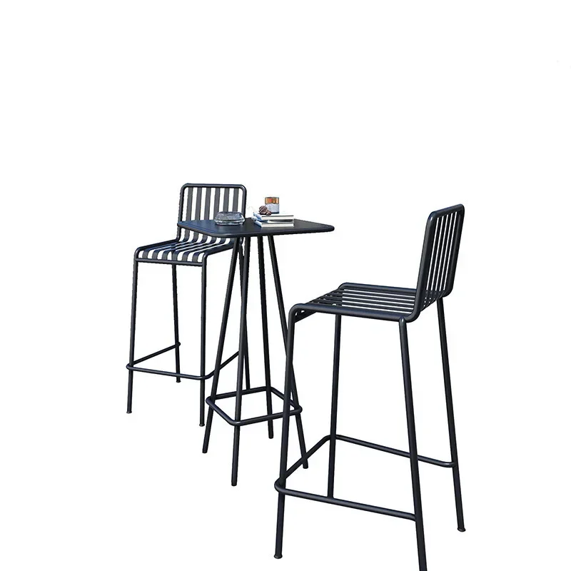 

Outdoor courtyard leisure chairs Bar table Cafe Garden wrought iron small square table Restaurant High table and chairs outside