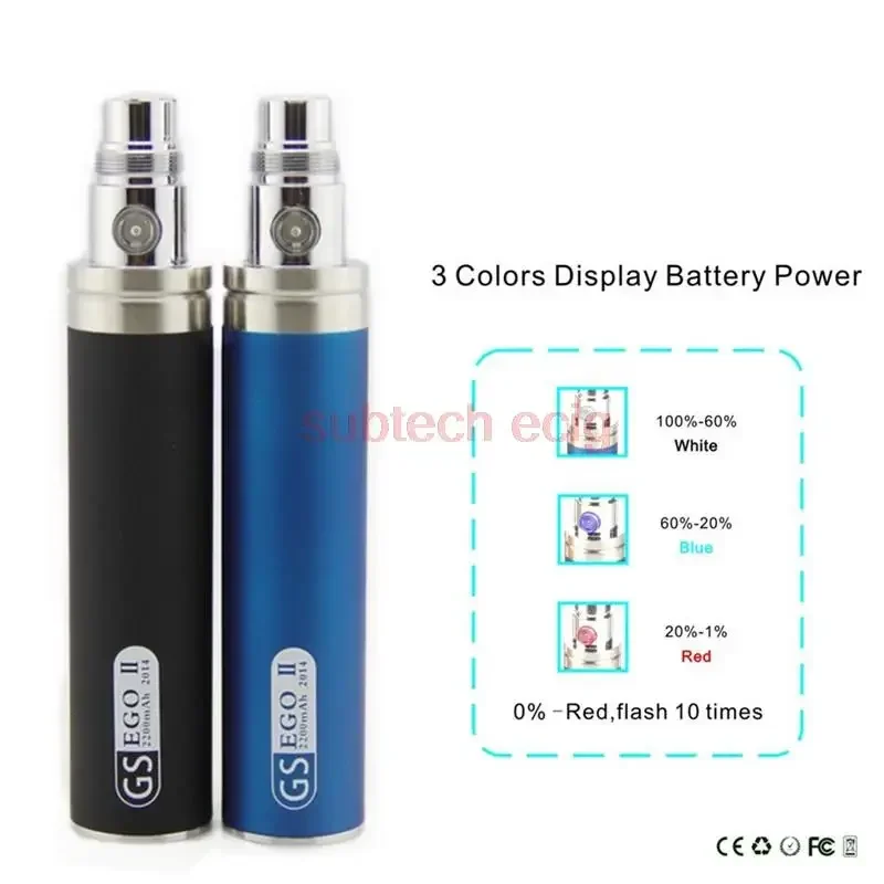 Ego II-vaporizador con batería para cigarrillo electrónico, vaporizador GS de 3200mah /2200mah, atomizador de rosca 510 actualizado, 5 unidades