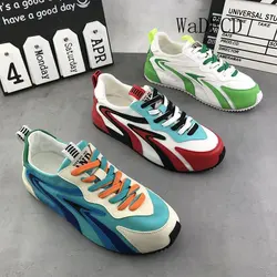 Chunky Sneakers Men Cover Bottom Board Shoes Fashion Casual Leather Mesh Breathable Increased Internal Platform Running Shoes