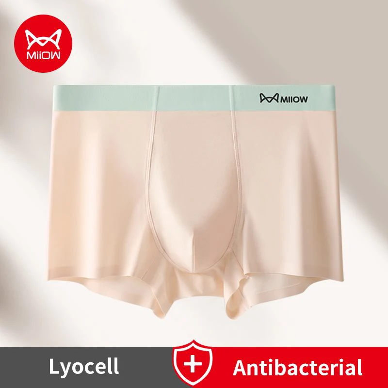 

MiiOW 4Pcs Men's Lyocell Panties Men Underpants 5A Antibacterial Crotch Man Boxershorts Soft Breathable Mens Underwears Boxers