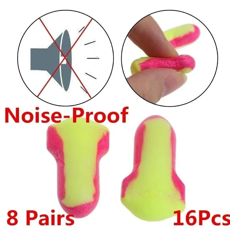 

New 8 Pairs /16 Pcs Disposable Soft Foam Earplugs Snore-Proof Sleep Ear Protector No Cords SEL