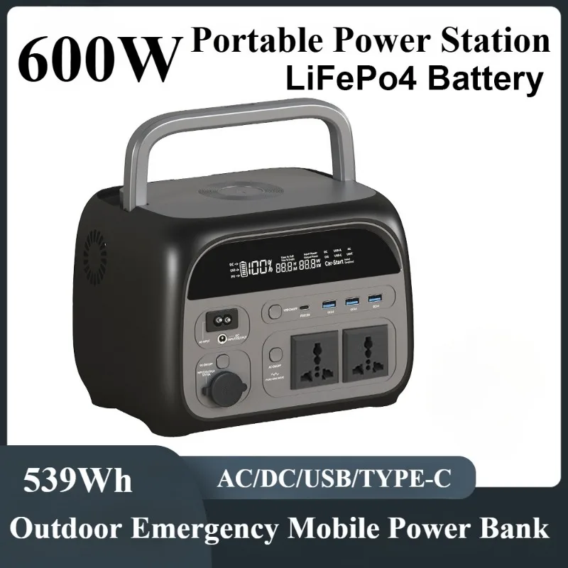 

600W Portable Power Station 593Wh 110V/220V solar generetor Supply with UPS Pure Sine Wave AC Outlets Backup Battery Camping