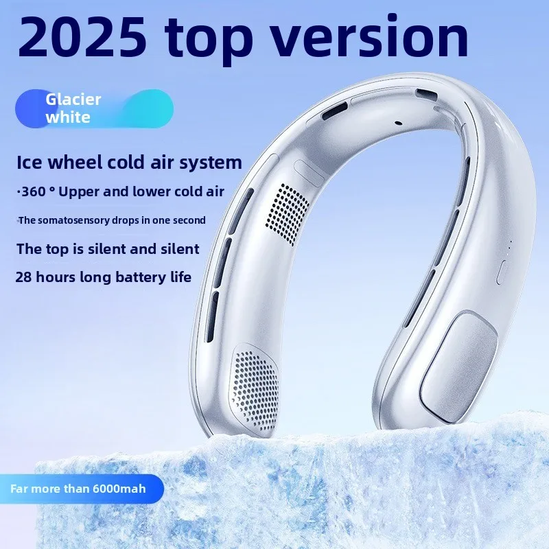 مكيف هواء صغير جديد بمروحة تبريد معلقة على الرقبة لعام 2025، محمول، شحن USB صغير مع عمر بطارية طويل