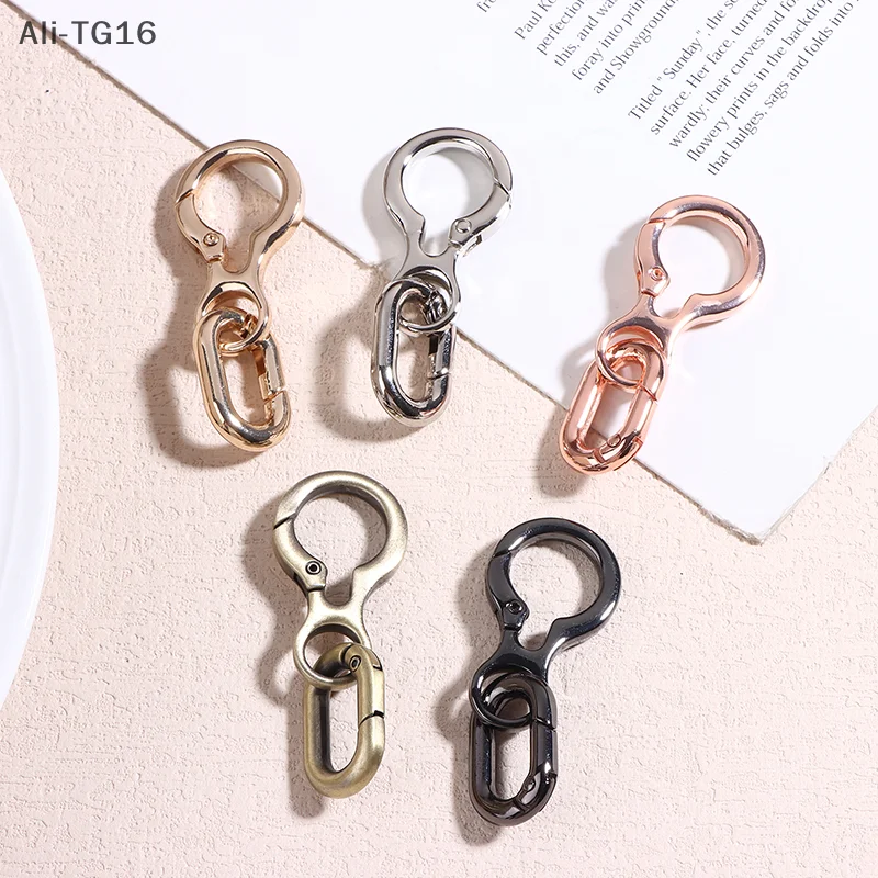 1/3Pcs Double Opening Swivel Clasp Clips Metal Spring Snap Hooks With Key Ring For DIY Keychains Craft Accessories