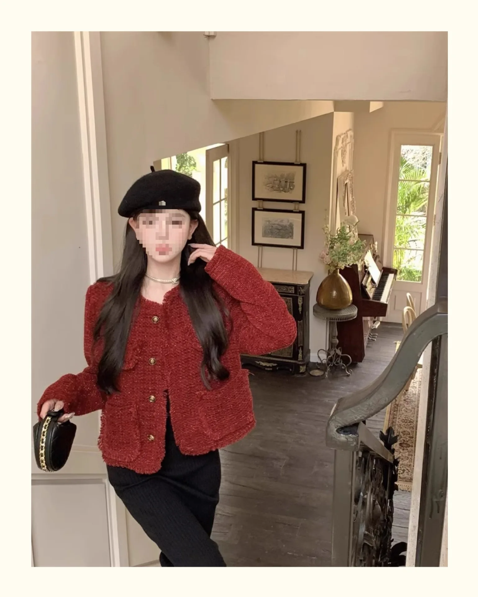 

Tweed Jackets Woman Petite Womens Winter Sherpa Lined Thermal Fashion Streetwears Korean Style Y2K Vintage Sashes Multicolor Top