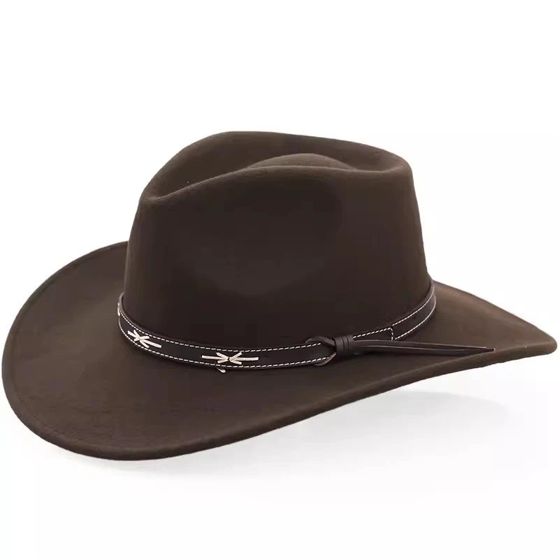 Brand Design 100% Wool Cowboy Hat, Waterproof Wrinkle-proof Soft Calf Felt Hat, Coffee Color Essentials Western Style Sun Hats