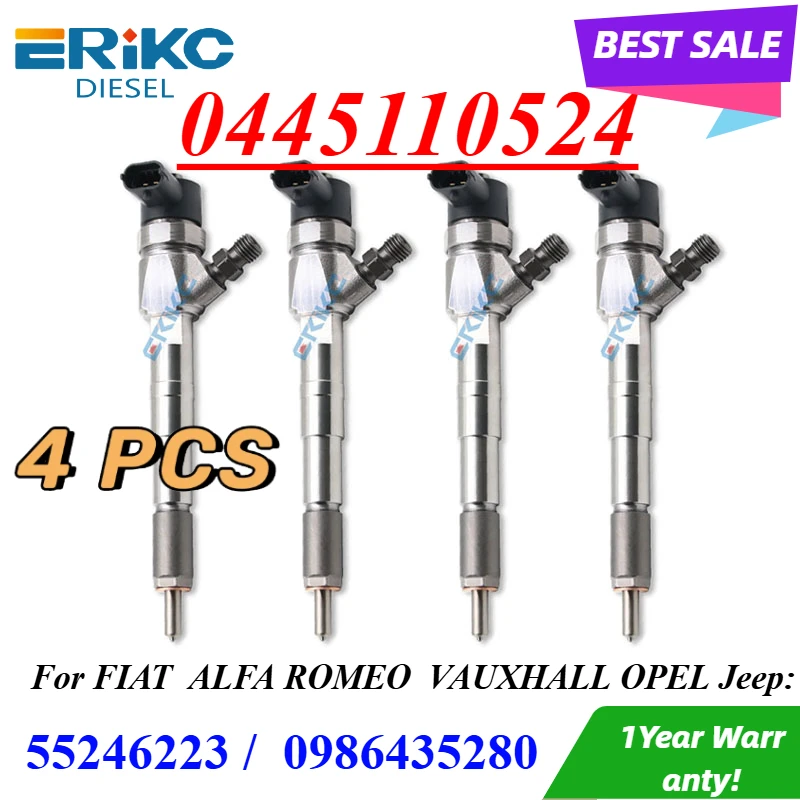 

Новый топливный инжектор 4PC 0445110524 55246223 для дизельных двигателей, подходит для FIAT 500L, ALFA ROMEO, LANCIA, VAUXHALL, OPEL COMBO, 0986435280