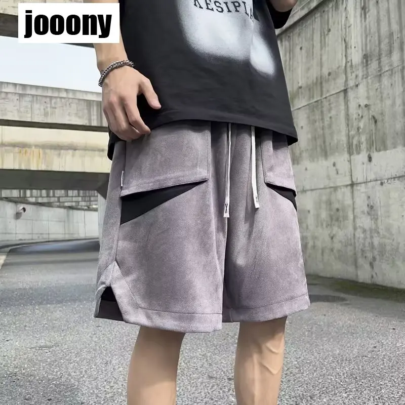 Design Sense Hip Hop Joggers Man Summer New Harajuku Shorts Patchwork Shorts Men Short Sweatpant Vintage Hight Streetwear Cotton