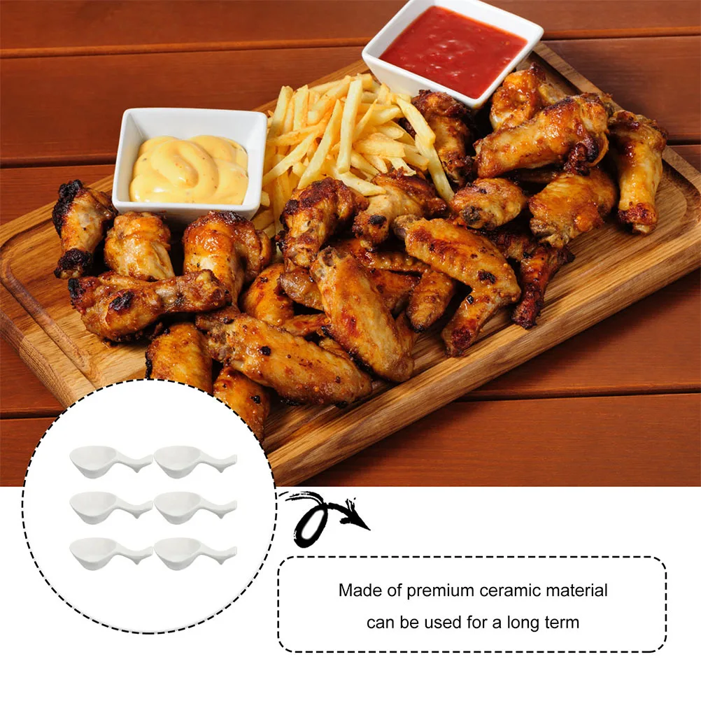 

6Pcs Ceramic Seasoning Plates Chopstick Rest Dipping Sauce Dish for Home Restaurant Use Appetizer Plate Kitchen Gadget