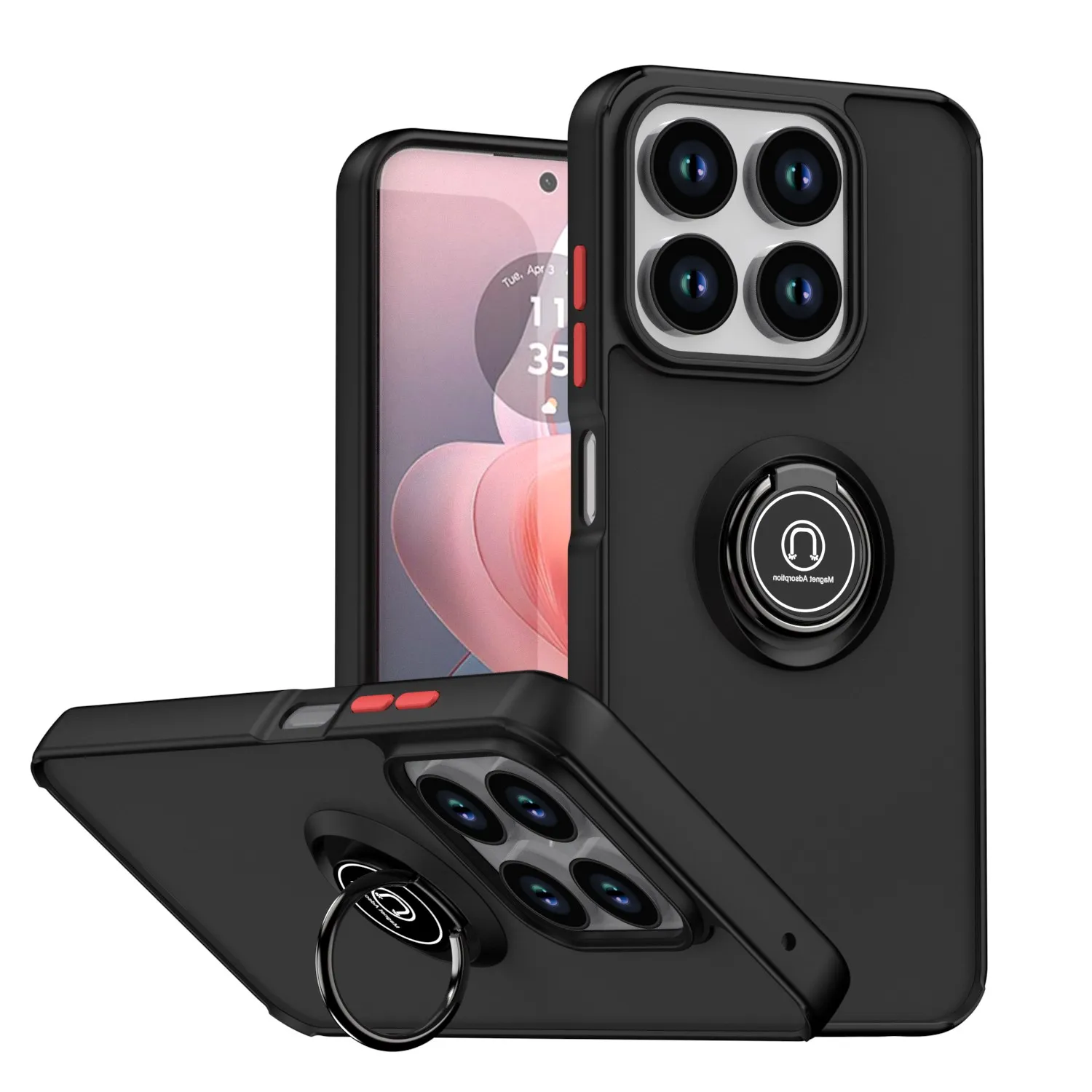 For ZTE Blade V70 4G Z2459 Case Metal Ring Holder Shockproof Silicone Bumper Matte Back Cover Hard Phone Case for ZTE Axon 70 4G