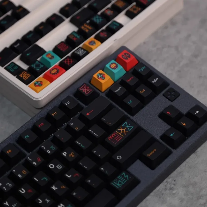GMK CYL Tribal Keycap Set 143Key PBT Custom Black Personalized KeyboardCap Cherry Profile Gaming KeyCap for Mechanical Keyboard