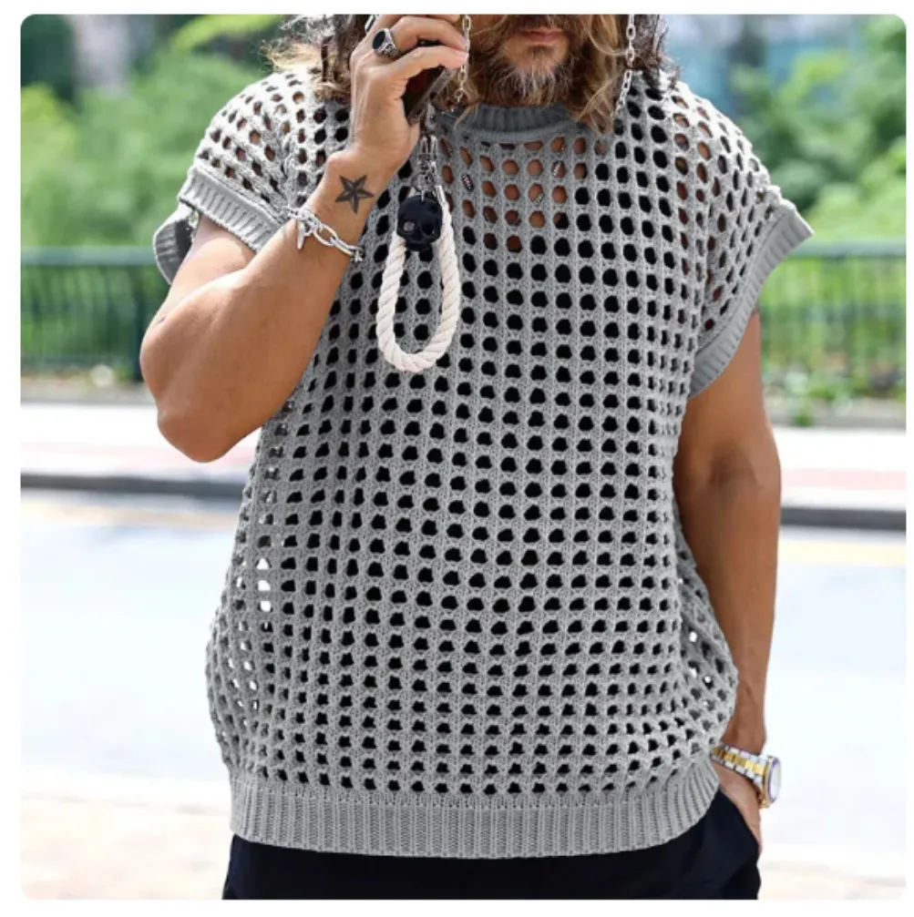 Elastic Large-size Vest, Men's Casual Knitted Sweater Vest, Men's POLO Muscle Men's Versatile V