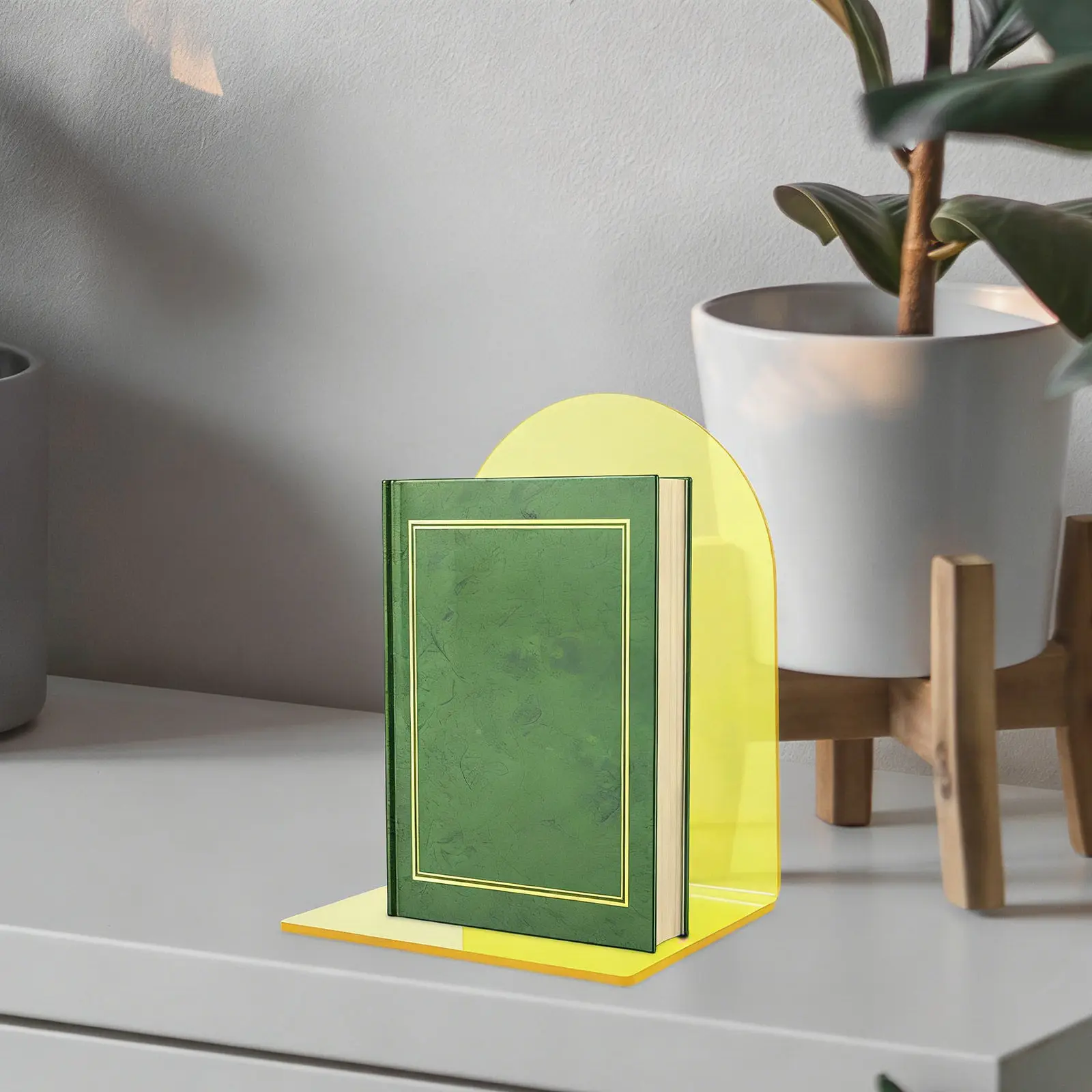 

2Pcs Acrylic Transparent Book Stand L Shaped Bookend Display Rack Desktop Organizer for Home Office Library Bookend