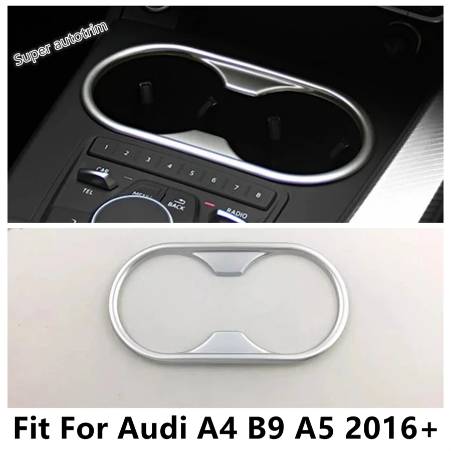 

Front Central Seat Water Cup Holder Frame Decoration Cover Trim Fit For Audi A4 B9 A5 2016 - 2020 ABS Matte Accessories Interior