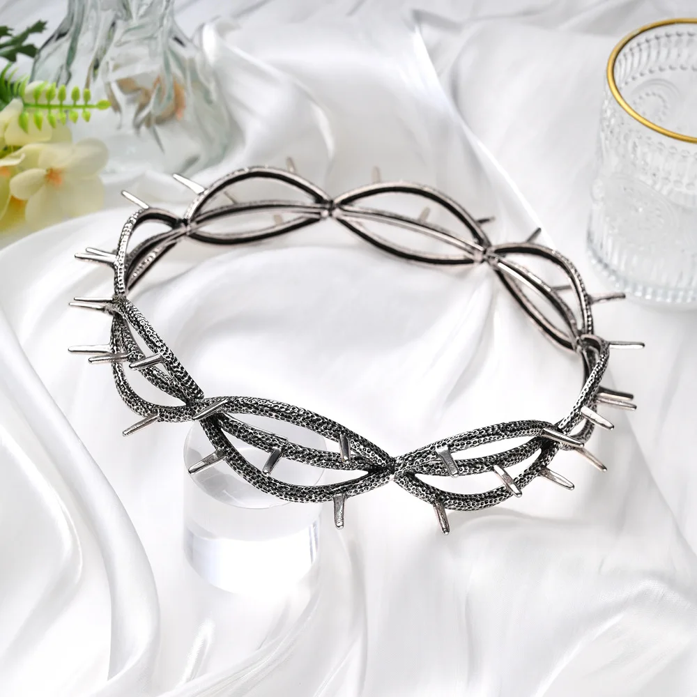 Kendrick Lamar Style Thorn Elf King Crown – Retro zweidimensionaler Herren-Haarschmuck, großes rundes Fantasy-Stirnband für Cosplay – Detail 3